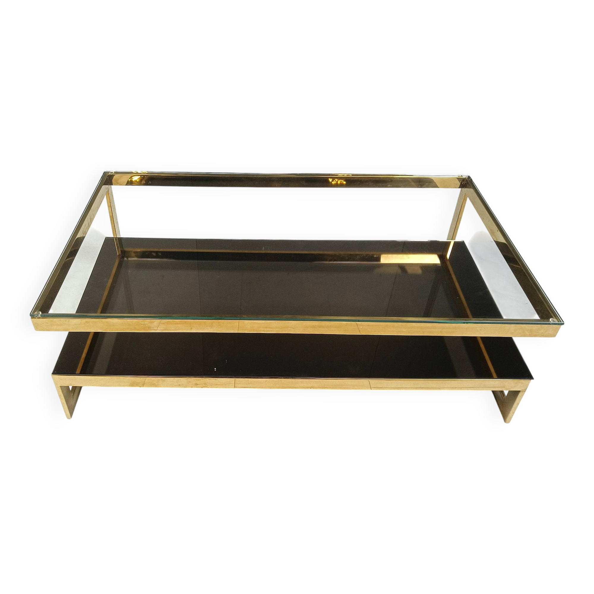 Vintage two tier belgochrom 23kt coffee table, 1970s