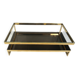 Table basse vintage à deux niveaux en belgochrome 23kt, années 1970