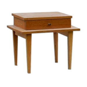 Table de chevet bois clair vintage