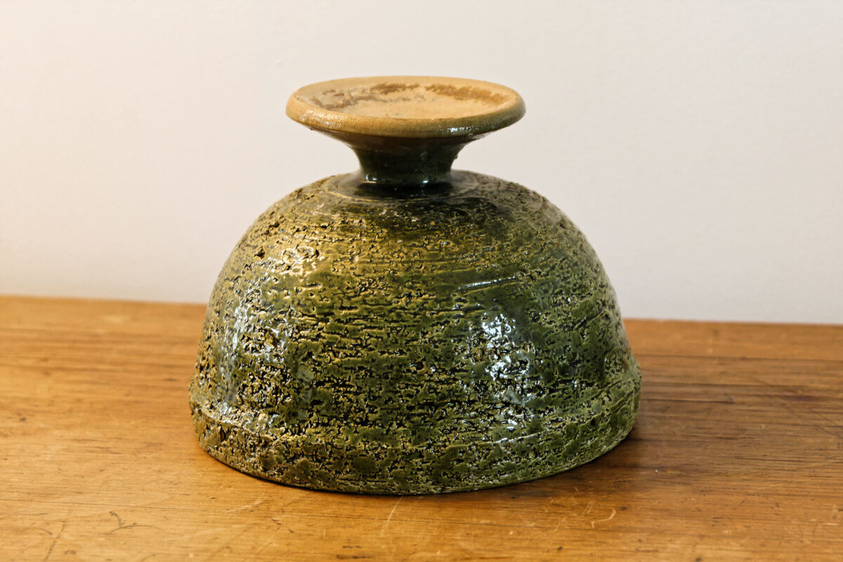 Sandstone bowl on pedestal
