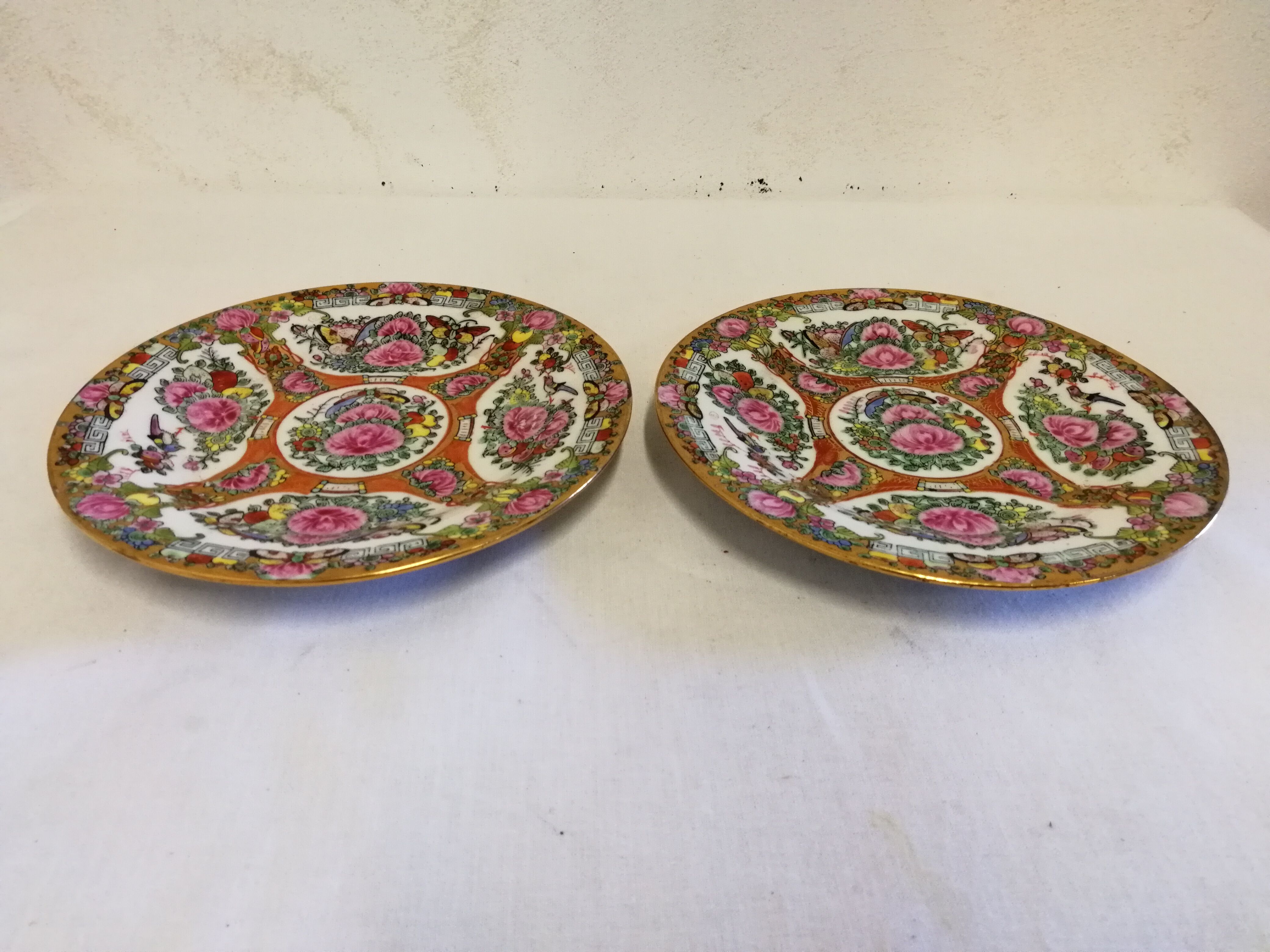 Asian Porcelain Plates Floral Decor