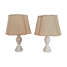 Set of 2 white marble table lamps 1970s