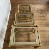 70s design nesting tables in metal and glass