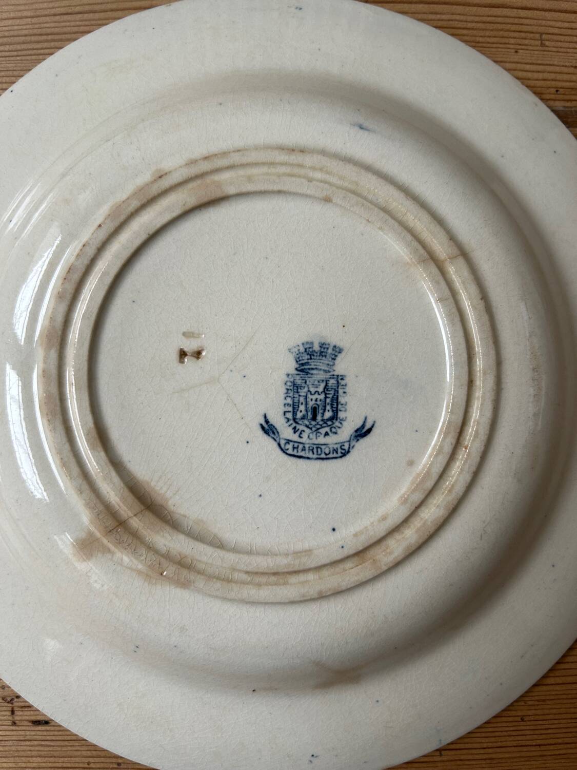 Set of 3 antique "Iron Earth" soup plates