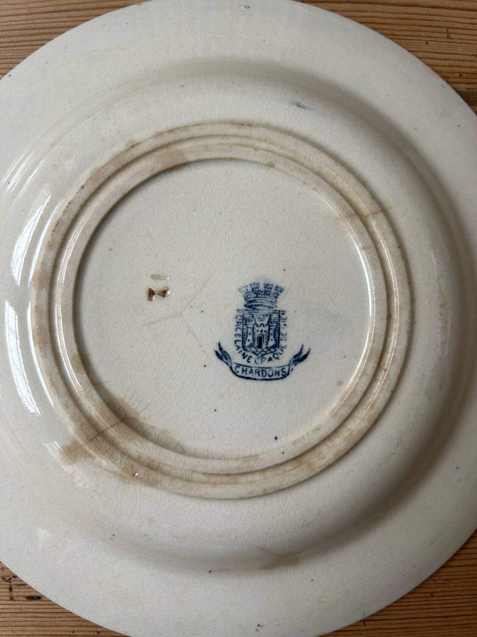 Set of 3 antique deep plates "Terre de Fer"