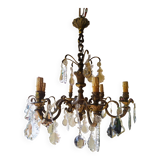Antique bronze and crystal chandelier