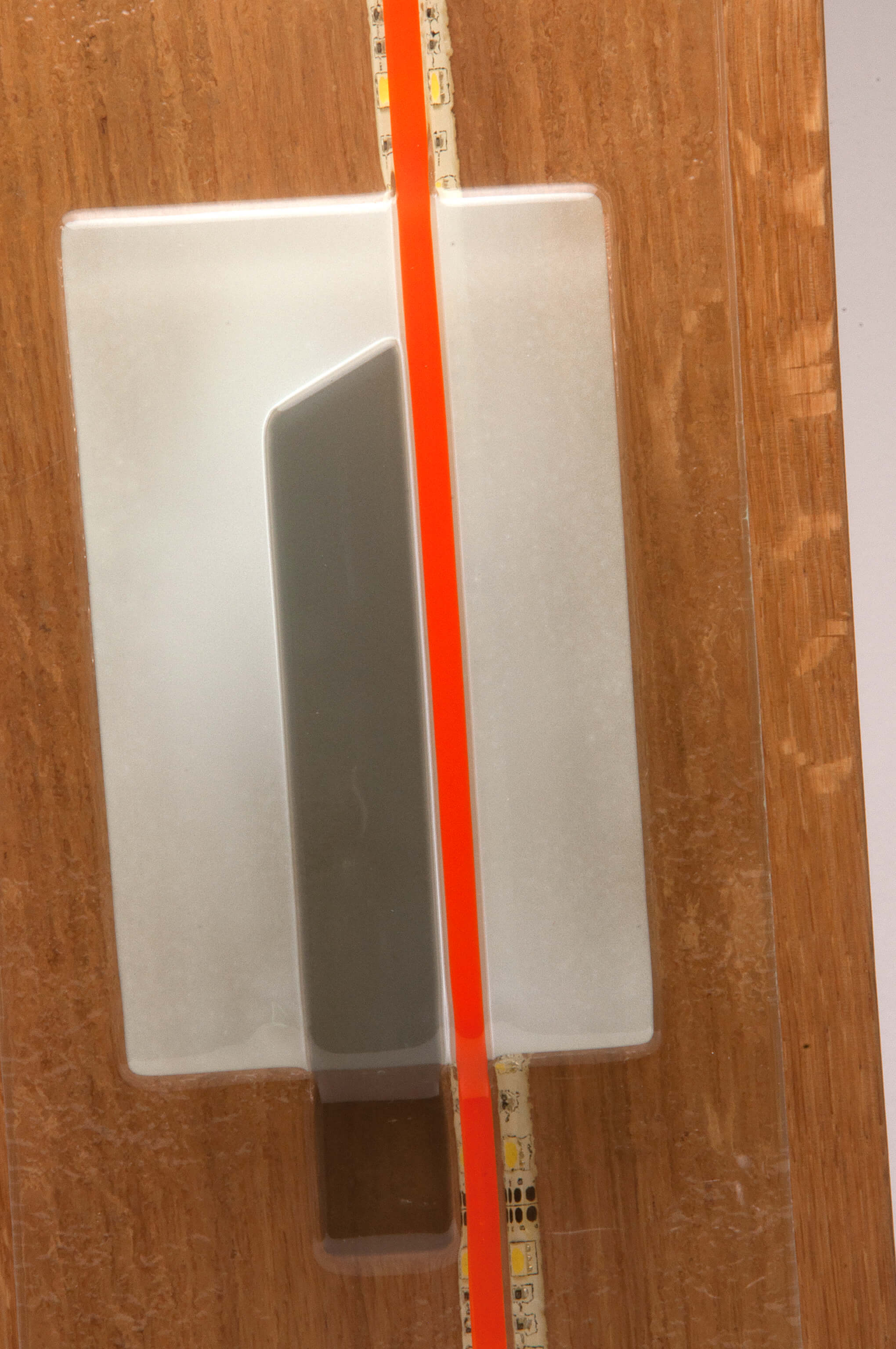 Glass and wood desk lamp by William Olivier