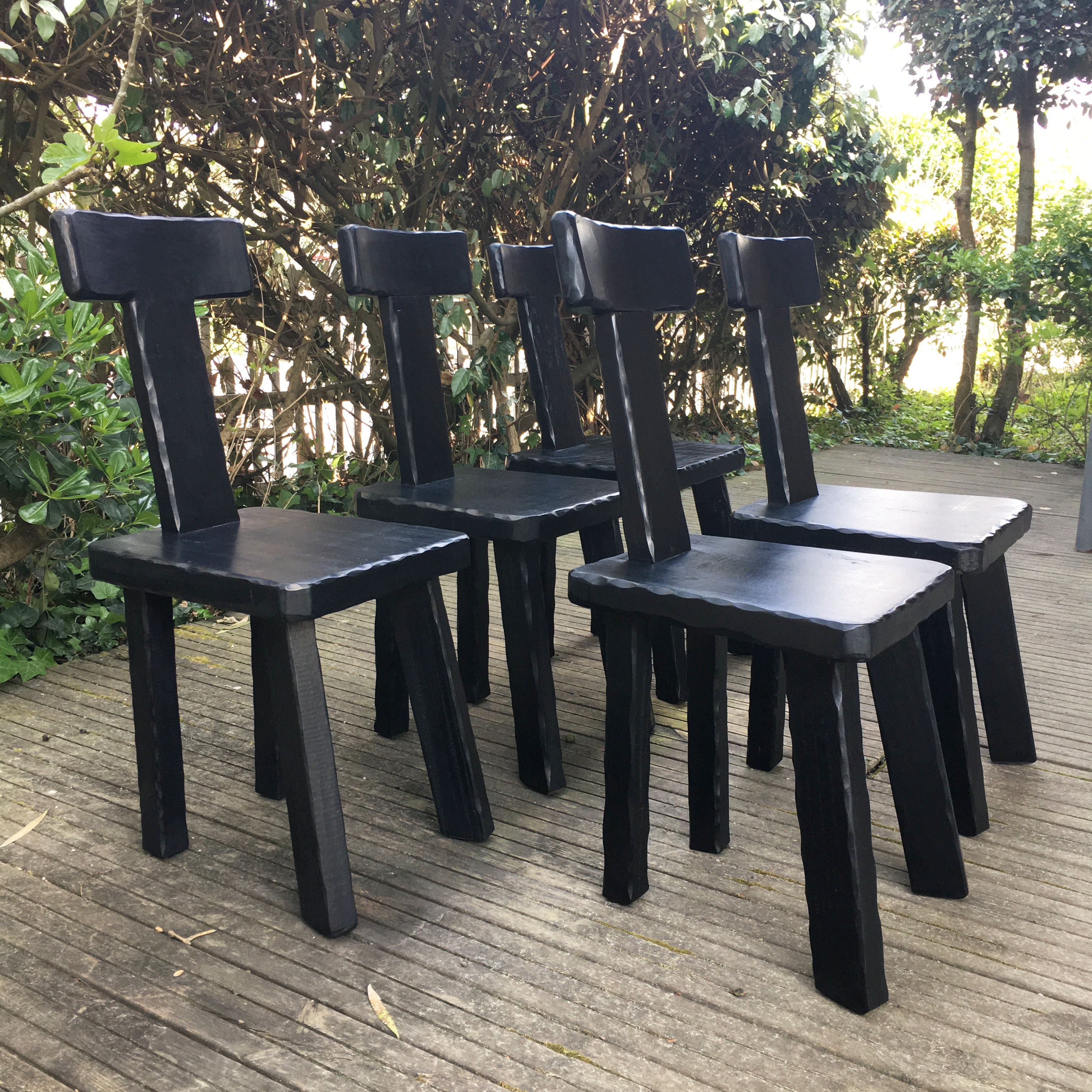 Set of chairs 1950 black woods