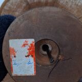 Table lamp in turned wood and tulip shade