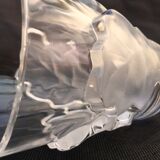 Lalique collection small vase crystal pattern art nouveau chene leaves