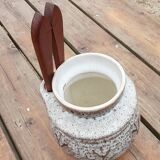 Pickle pot with pliers, varnished leaf pattern, 60's years