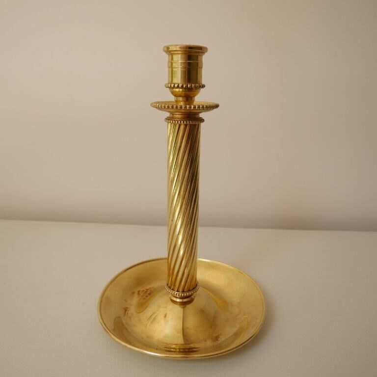 Brass candle holder, twisted effect