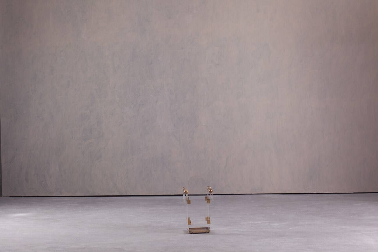 Vintage Fontana Arte acrylic and brass umbrella stand, Italy 1970s