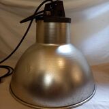 Industrial pendant light, aluminum globe, workshop style