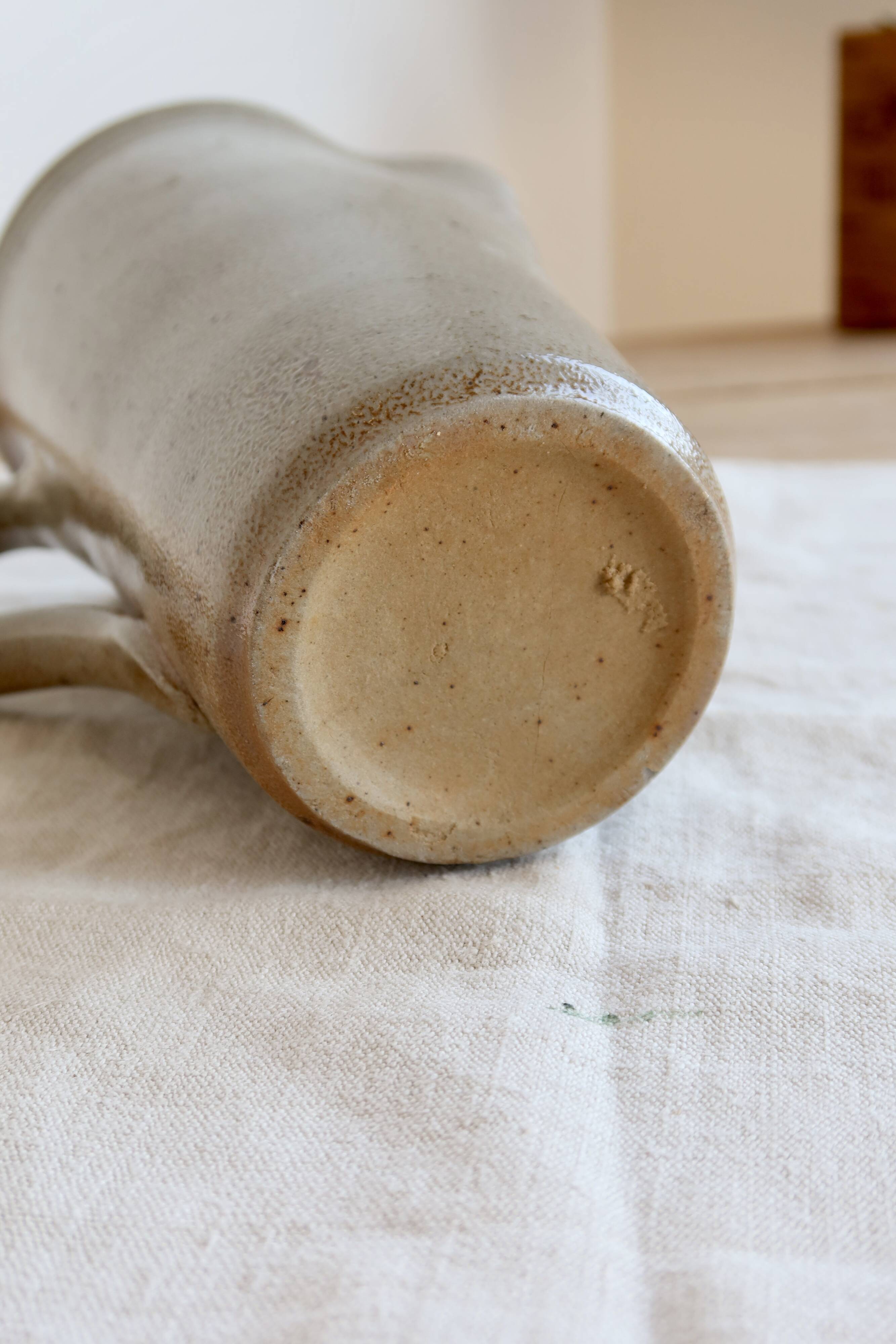 Vintage ceramic jug in taupe brown glaze