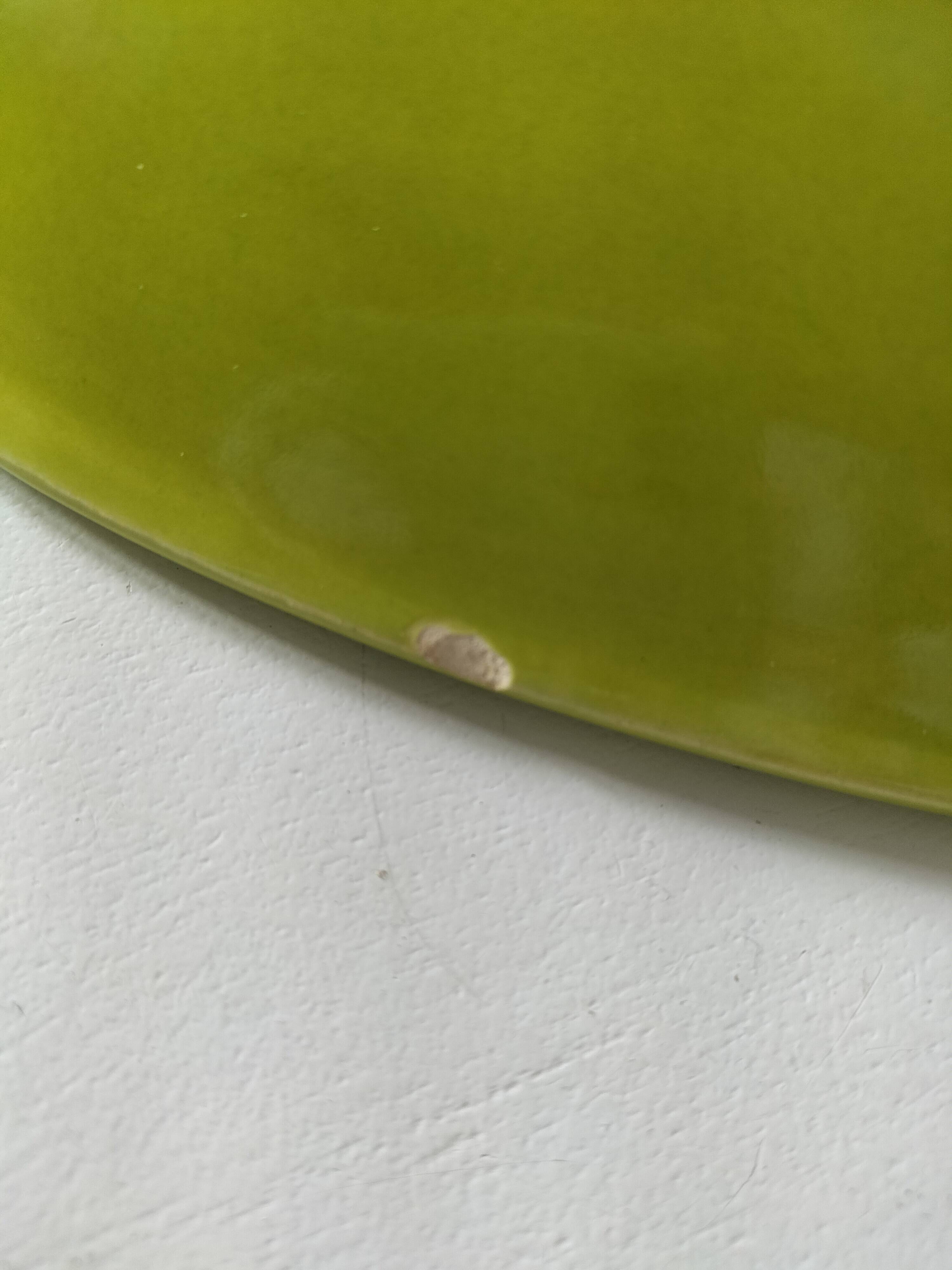 Vintage green relief fish dish Gien