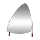 Miroir triangulaire organique vintage avec dos en bois, Belgique années 1960