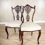 Antique Louis XV Ash Chairs with Openwork Backrests, Set of 4