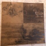 Collage drawings in graphite and white chalk 1872