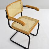 Mid Century Modern B64 Black and Beech Marcel Breuer Cesca Chair Italy 70s