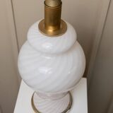 XXL Murano Glass Table Lamp, 1970s Italy, soft pink opaline – hand-blown glass with brass base