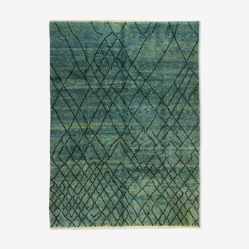 275x370 cm modern handknotted moroccan tulu carpet aqua blue color rug custom options available d904