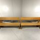 XL architectural modernist solid beech wooden bench 1960’s