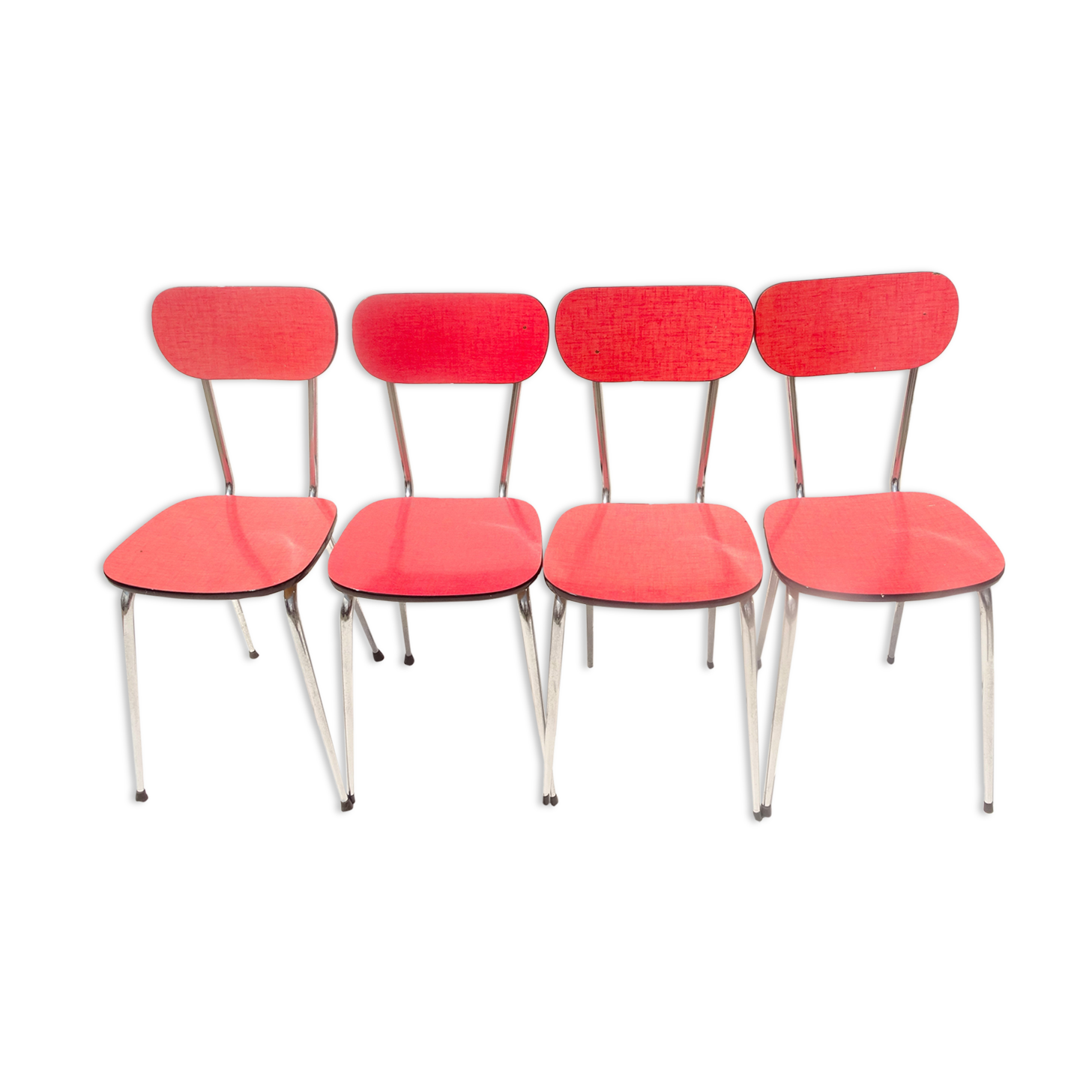 Lot 4 chaises formica rouge
