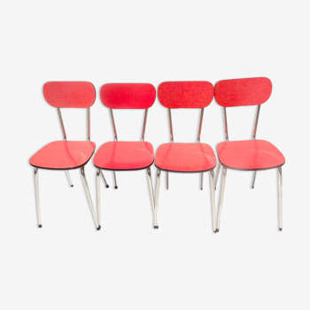 Lot 4 formica red chairs