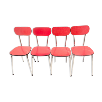 Lot 4 formica red chairs