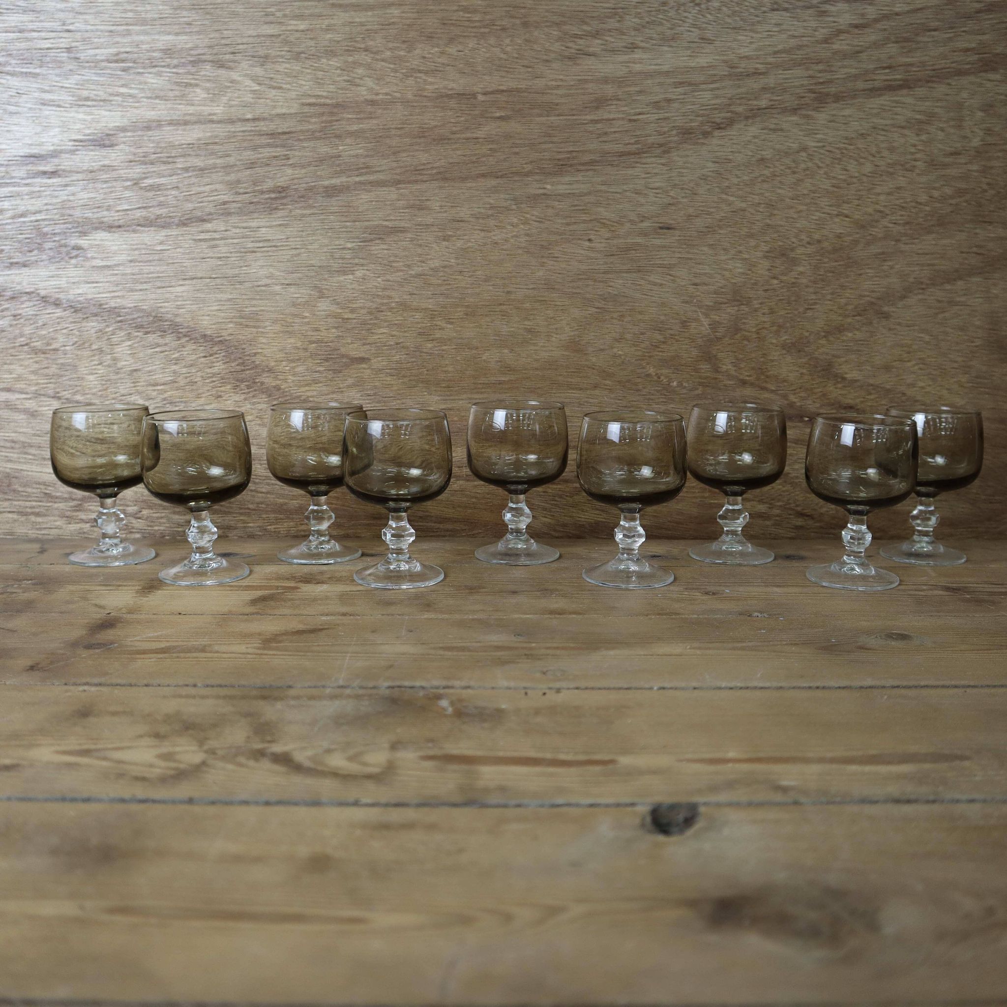 Set of 9 Luminarc smoked aperitif glasses, Domaine model