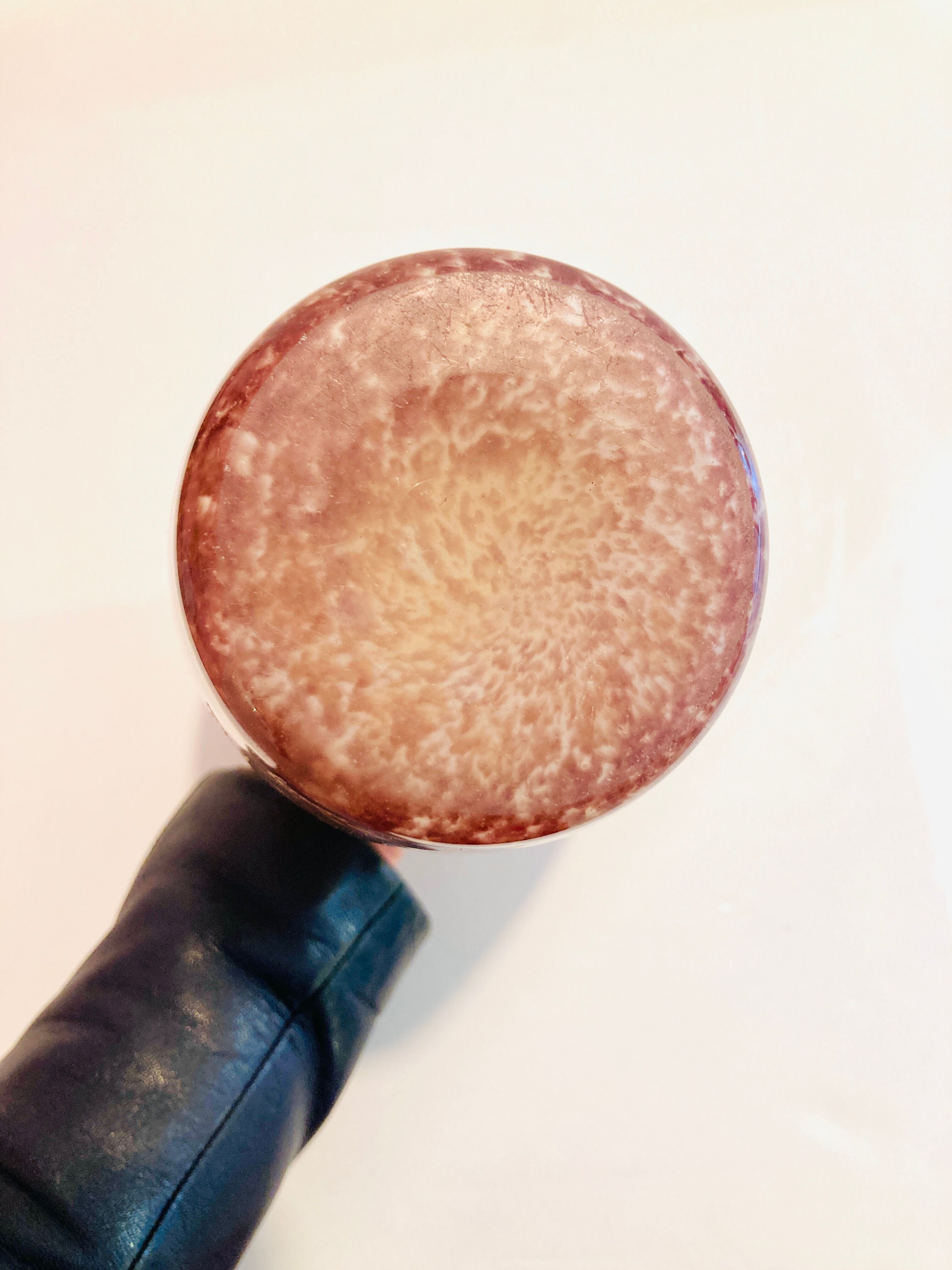 Large vase in marmoreen glass lorraine rosé/ecru/bordeaux-retro-vintage-deco