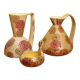 Jarre en céramique Art Déco italienne, ensemble de pichet et plateau avec motifs floraux de Lenci, années 1930, ensemble de 3 pièces