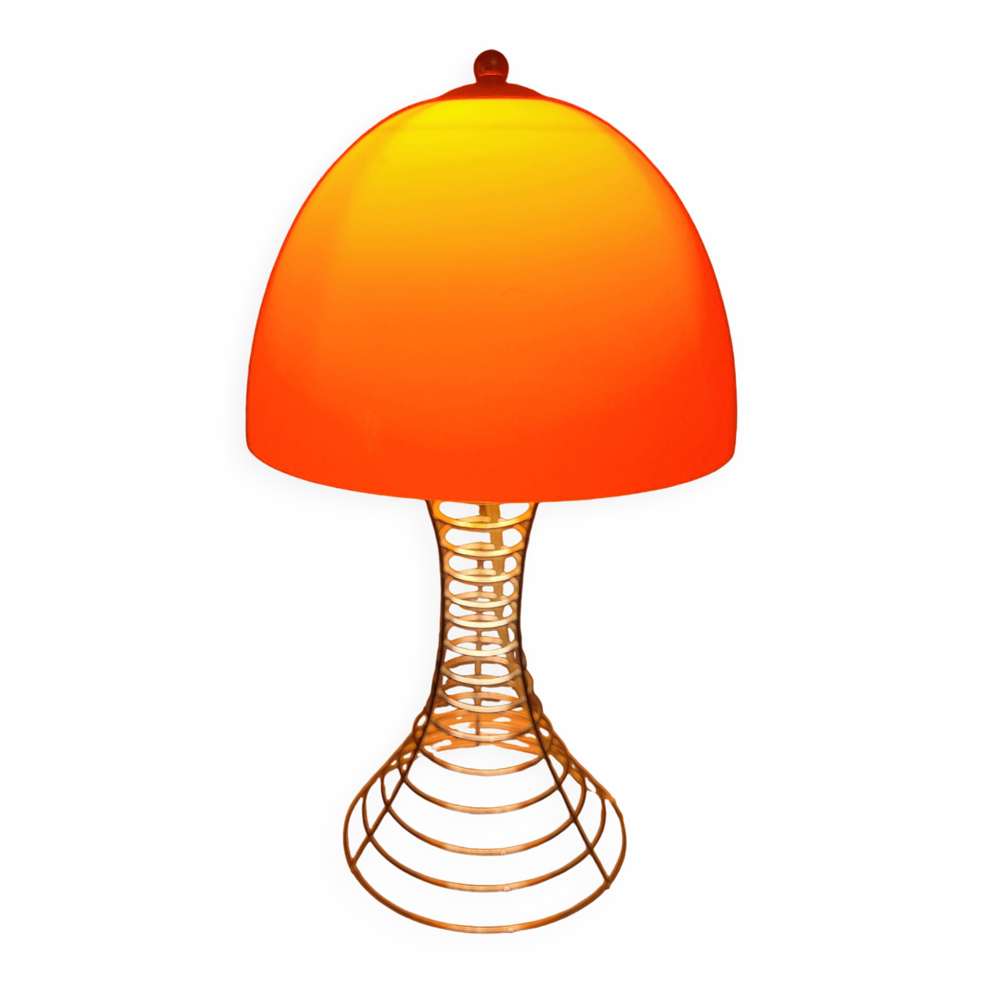 Lampe champignon orange et chrome,style Verner Panton,1970,80