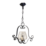 Vintage metal and glass pendant light - mid-20th century