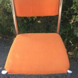 Set 3 chrome steel chairs - 1 70's stool
