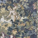 Decorative Aubusson tapestry, pastoral scene with putti.