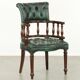 Classic green marbled cow leather Chesterfield office chair / side chair