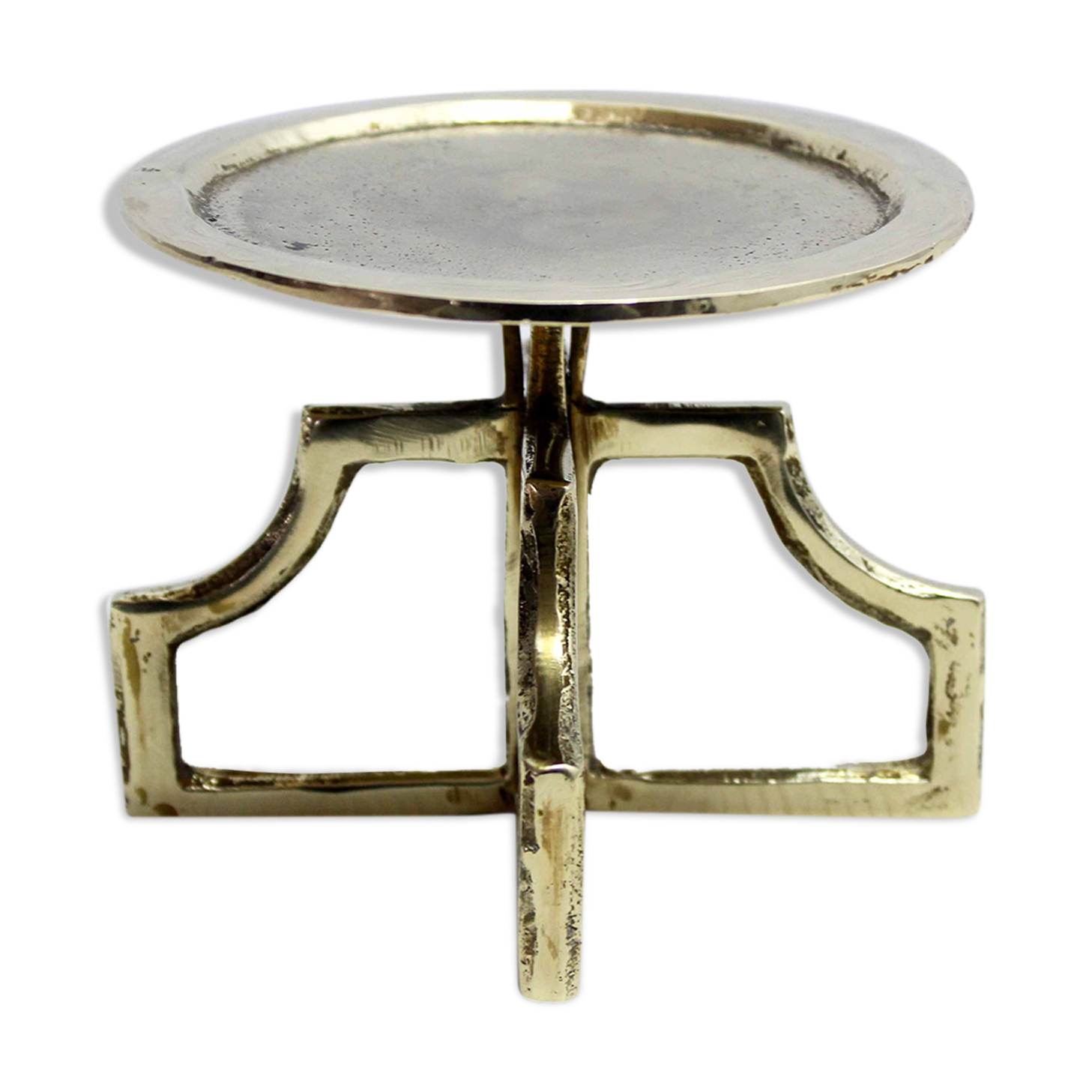 Brutalist brass candle holder