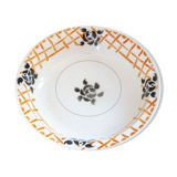 Salad bowl flat black flowers and geometric patterns Badonviller Roscoff