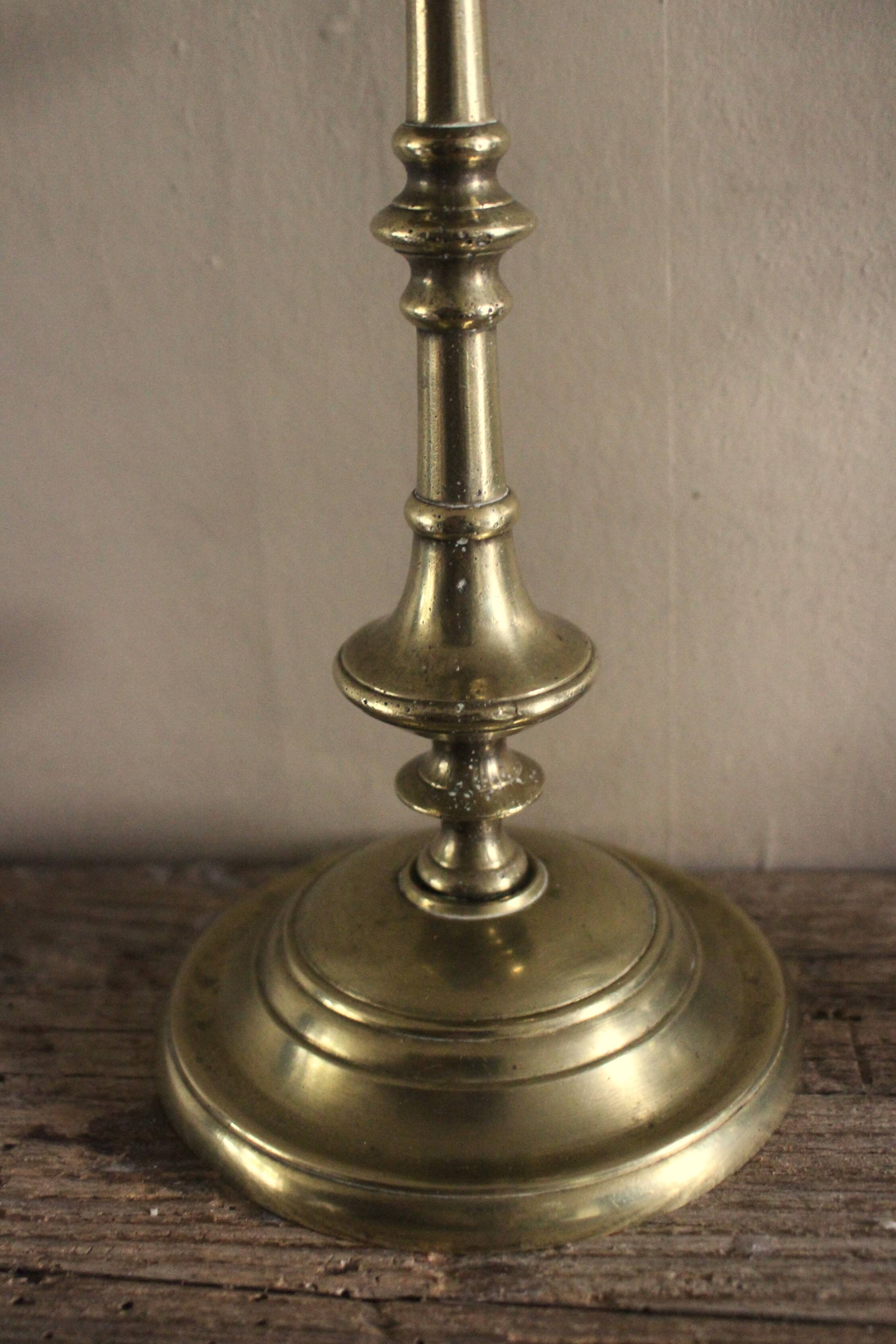 Large brass torch candle holder