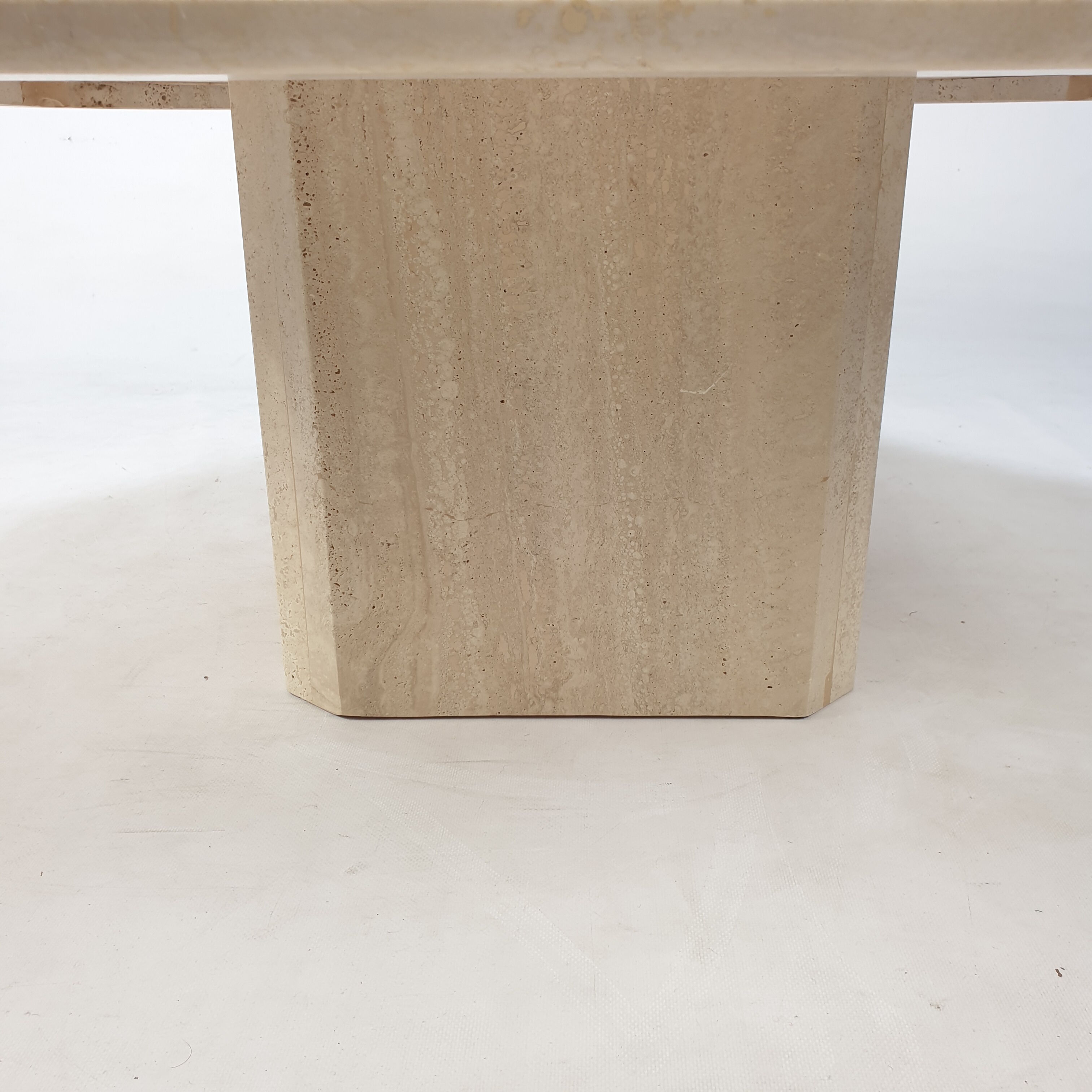 Italian travertine octagon coffee table, 1980
