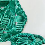 Trio dessous de plat et dessous de bouteilles barbotine art deco