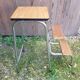 Vintage formica wood metal leg step stool