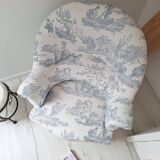 Blue toile de jouy toad armchair
