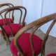 Set of 6 Vintage Bentwood Dining Chairs Set: 1970s , Red Uphols