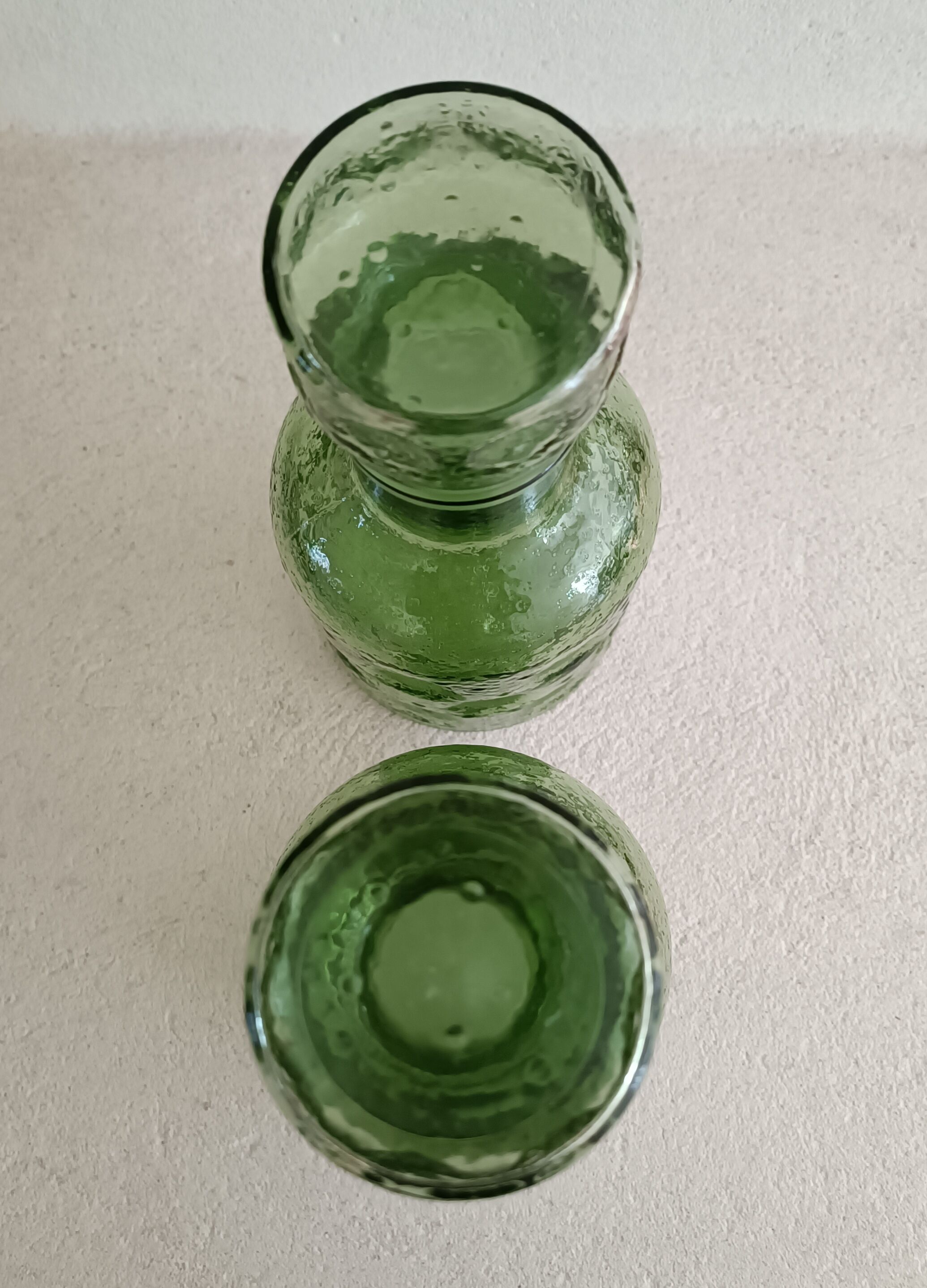Two 1970s molded glass decanters