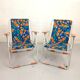 Pair of folding armchairs vintage camping Pouch DDR flowery