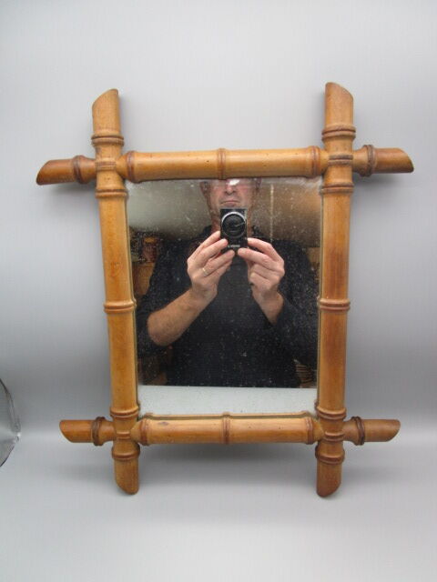 Antique bamboo mirror 37x43cm