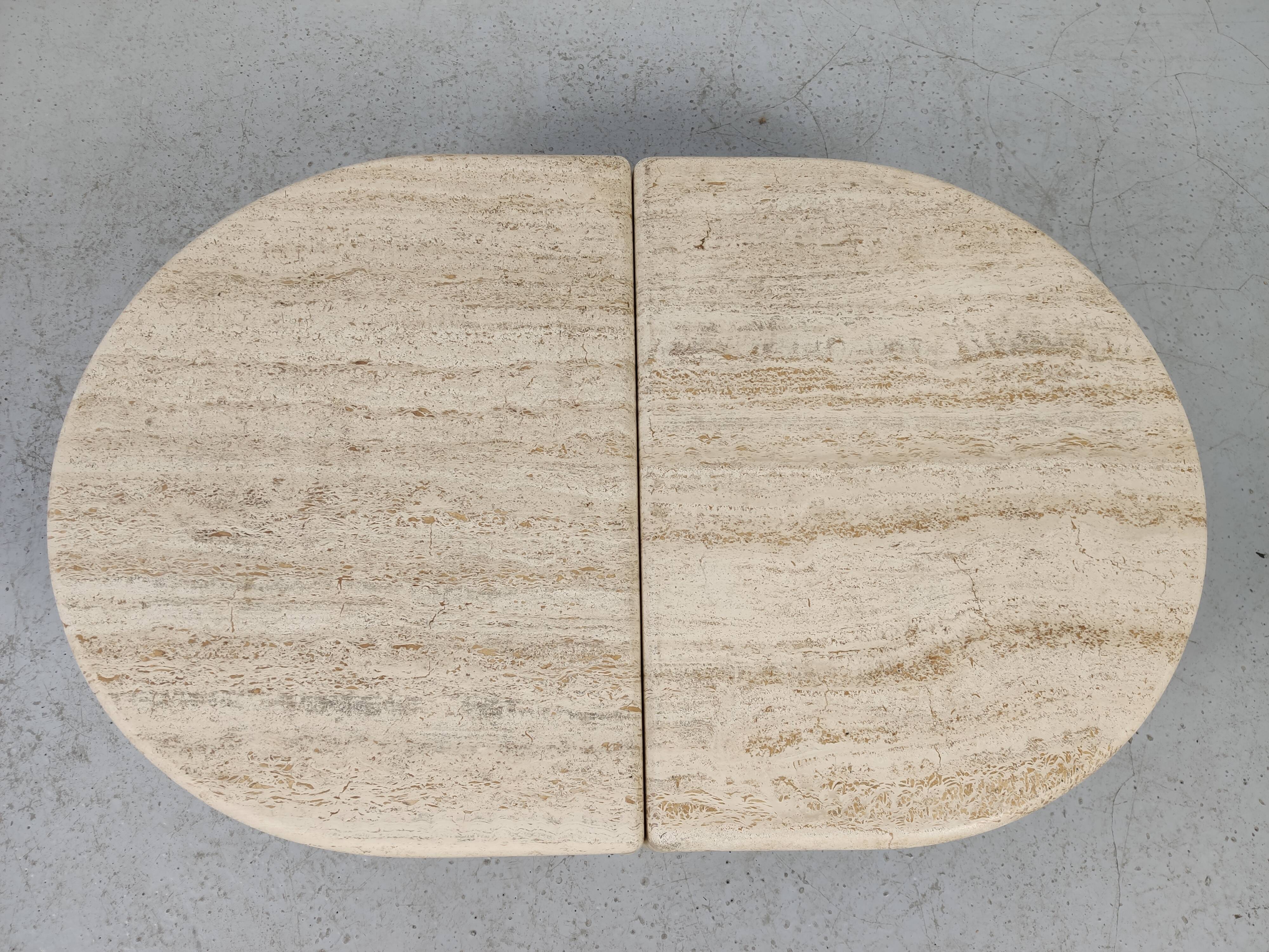 pair of low tables in travertine, Italy 1980s